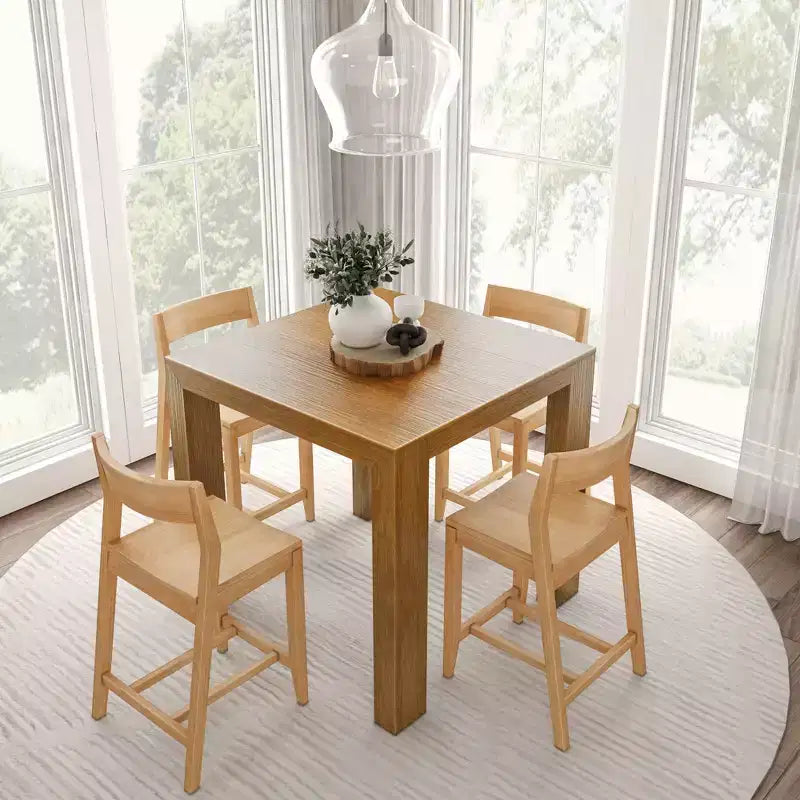 Table haute de comptoir moderne Plank and Beam + 2 chaises de comptoir modernes (paquet de 2)