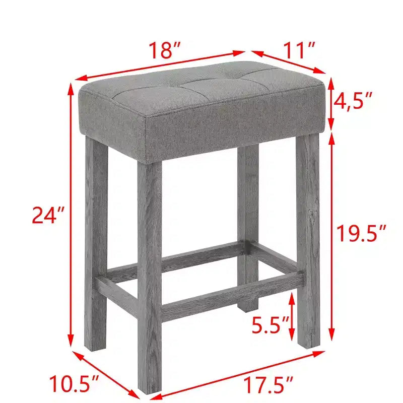 Ensemble de table à manger et de tabourets de bar Okak 4 pièces de style ferme pour cuisine, salle à manger, ensemble de table de petit-déjeuner en bois massif avec prise de courant