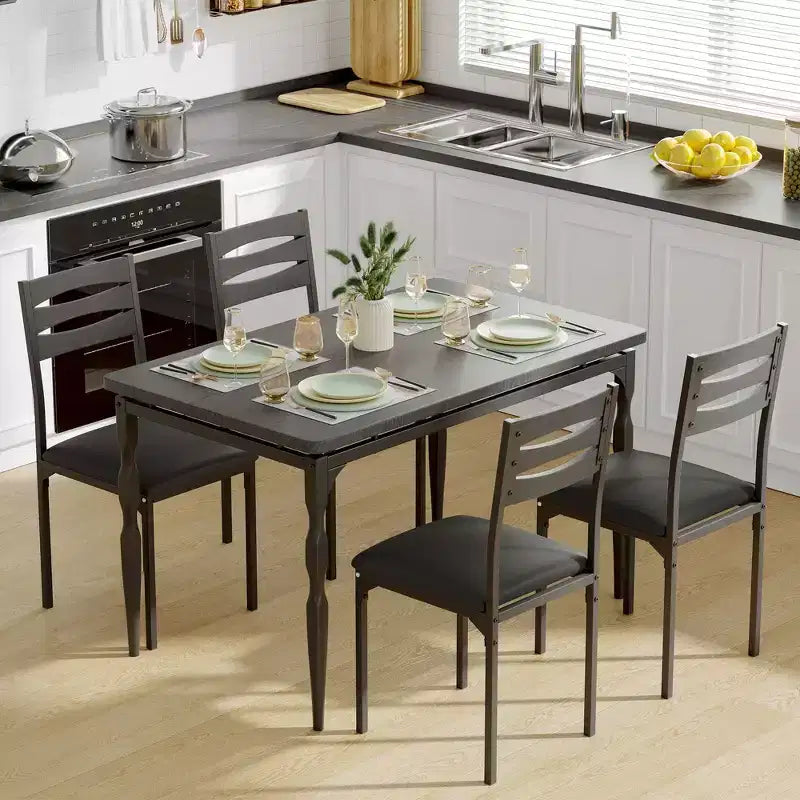 Ensemble table à manger pour 4, pieds de table en spirale, sièges ergonomiques confortables, ensemble table de bar, pour petits espaces, cuisine, appartement