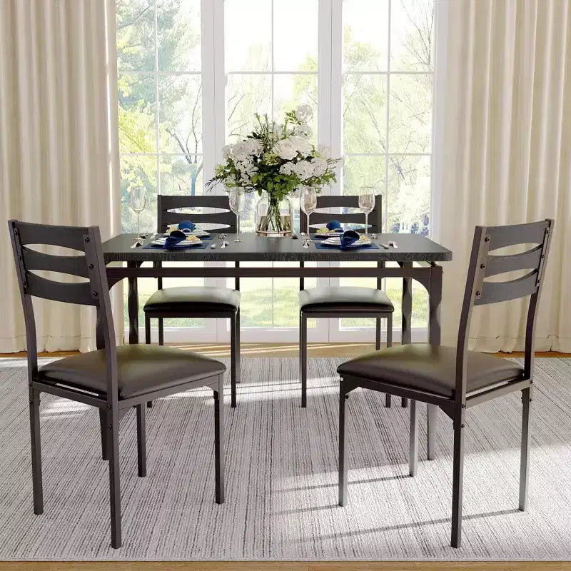 Ensemble table à manger pour 4, pieds de table en spirale, sièges ergonomiques confortables, ensemble table de bar, pour petits espaces, cuisine, appartement