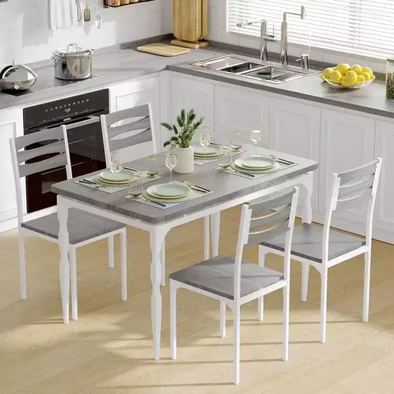 Ensemble table à manger pour 4, pieds de table en spirale, sièges ergonomiques confortables, ensemble table de bar, pour petits espaces, cuisine, appartement