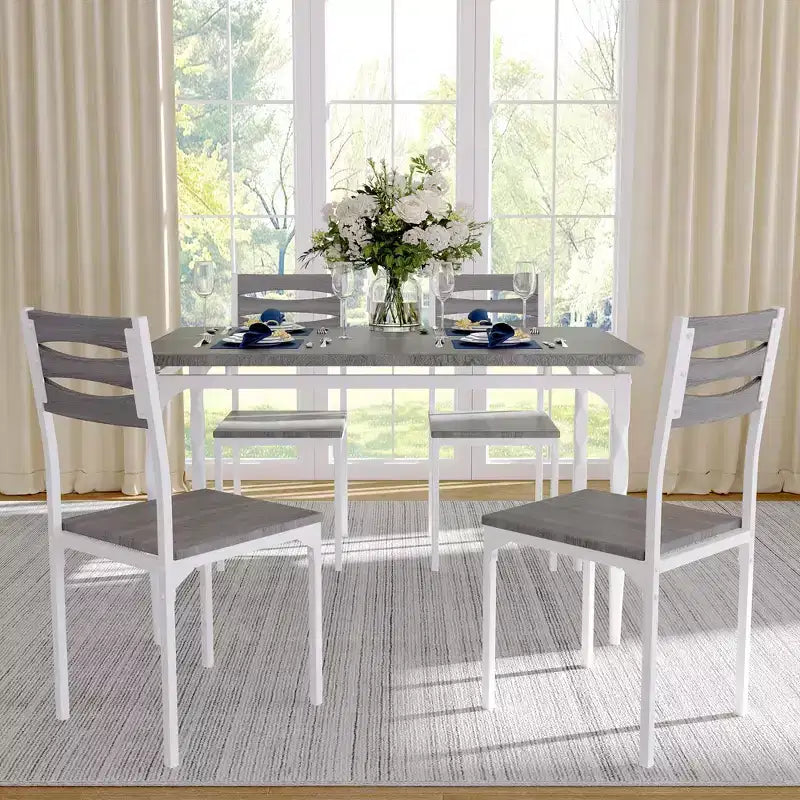 Ensemble table à manger pour 4, pieds de table en spirale, sièges ergonomiques confortables, ensemble table de bar, pour petits espaces, cuisine, appartement