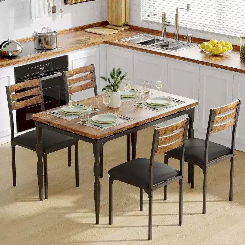 Ensemble table à manger pour 4, pieds de table en spirale, sièges ergonomiques confortables, ensemble table de bar, pour petits espaces, cuisine, appartement