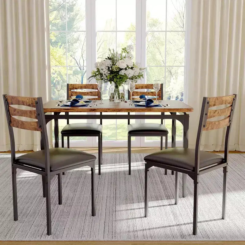 Ensemble table à manger pour 4, pieds de table en spirale, sièges ergonomiques confortables, ensemble table de bar, pour petits espaces, cuisine, appartement