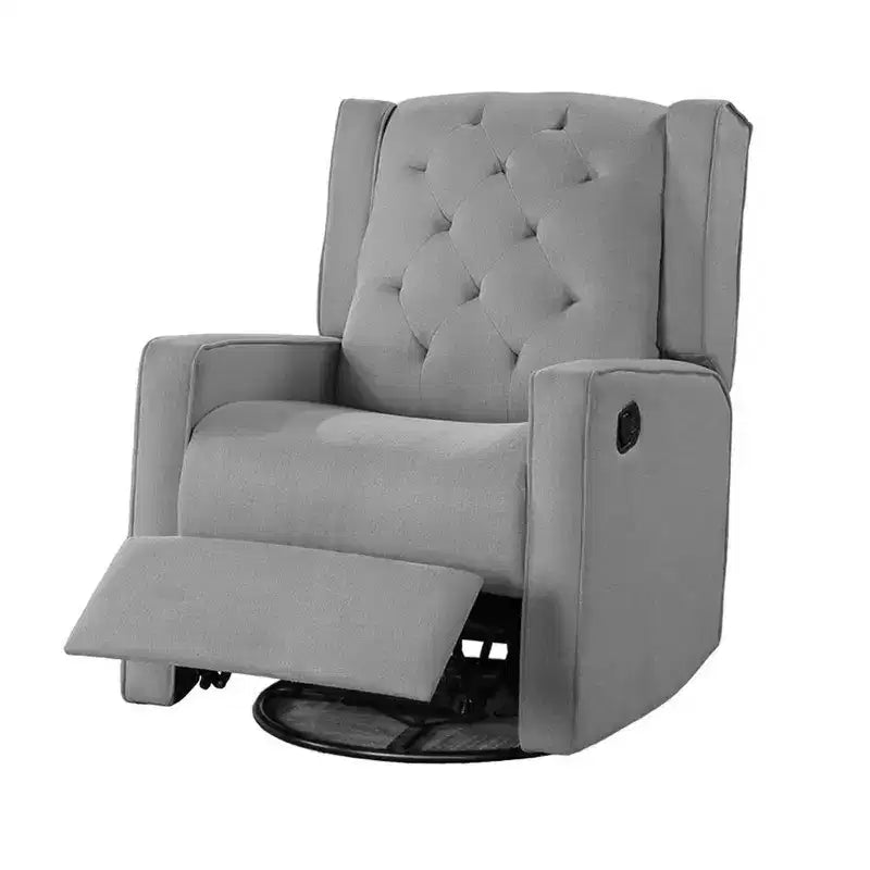 Fauteuil inclinable manuel pivotant-coulissant, bois massif, toile de jute gris classique