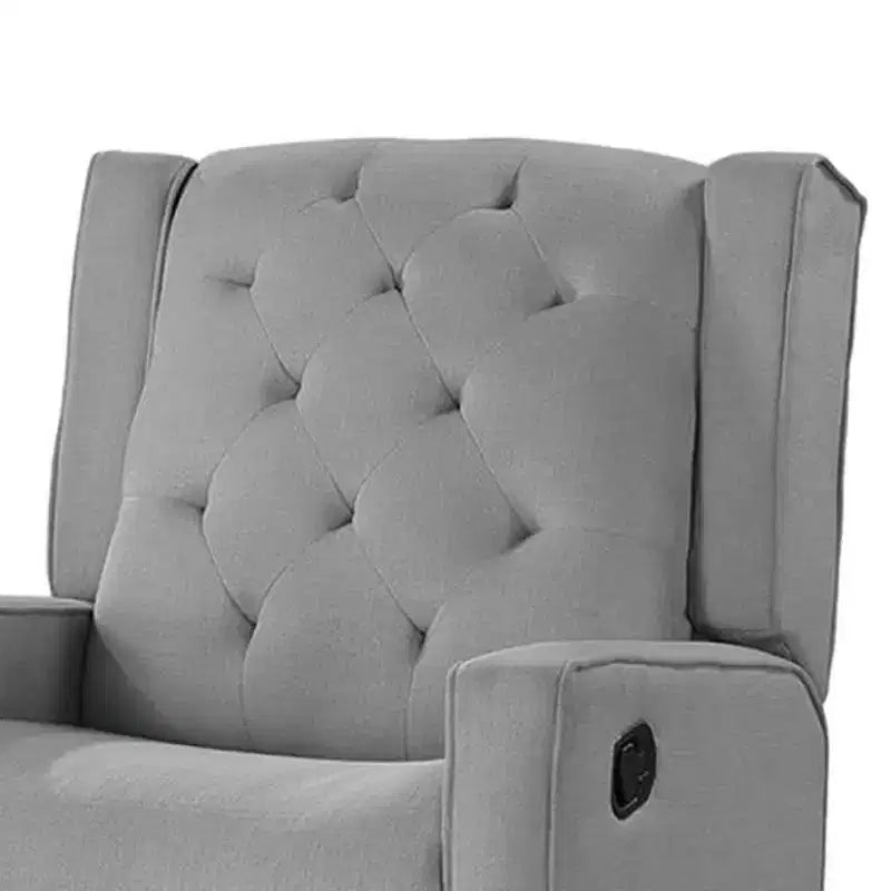Fauteuil inclinable manuel pivotant-coulissant, bois massif, toile de jute gris classique