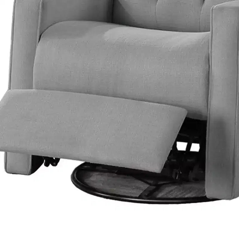 Fauteuil inclinable manuel pivotant-coulissant, bois massif, toile de jute gris classique