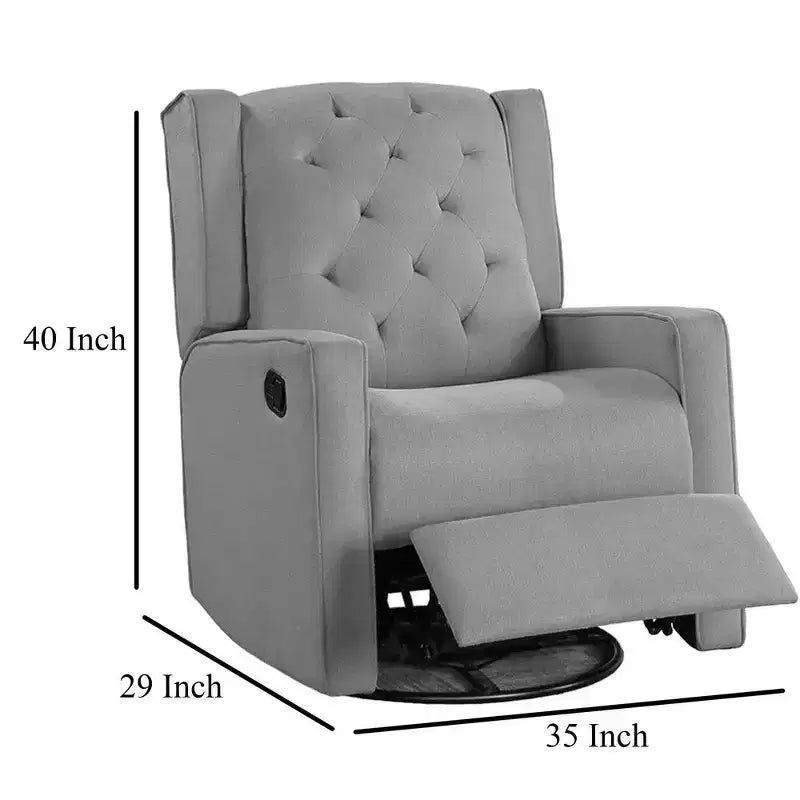 Fauteuil inclinable manuel pivotant-coulissant, bois massif, toile de jute gris classique