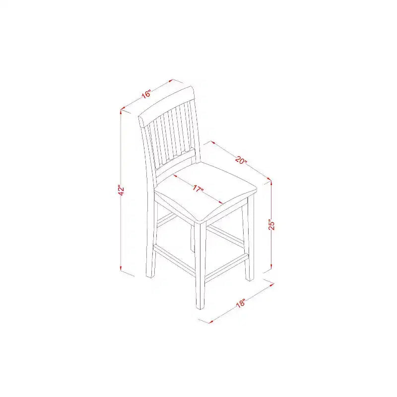 Ensemble de salle à manger hauteur comptoir - Table de bistrot et 2 chaises - Fini acajou - Ensemble de cuisine moderne