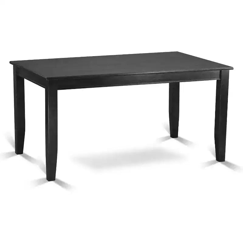 HomeStock Table de salle à manger rectangulaire 7 pièces avec dessus en bois massif finition noire et 6 chaises