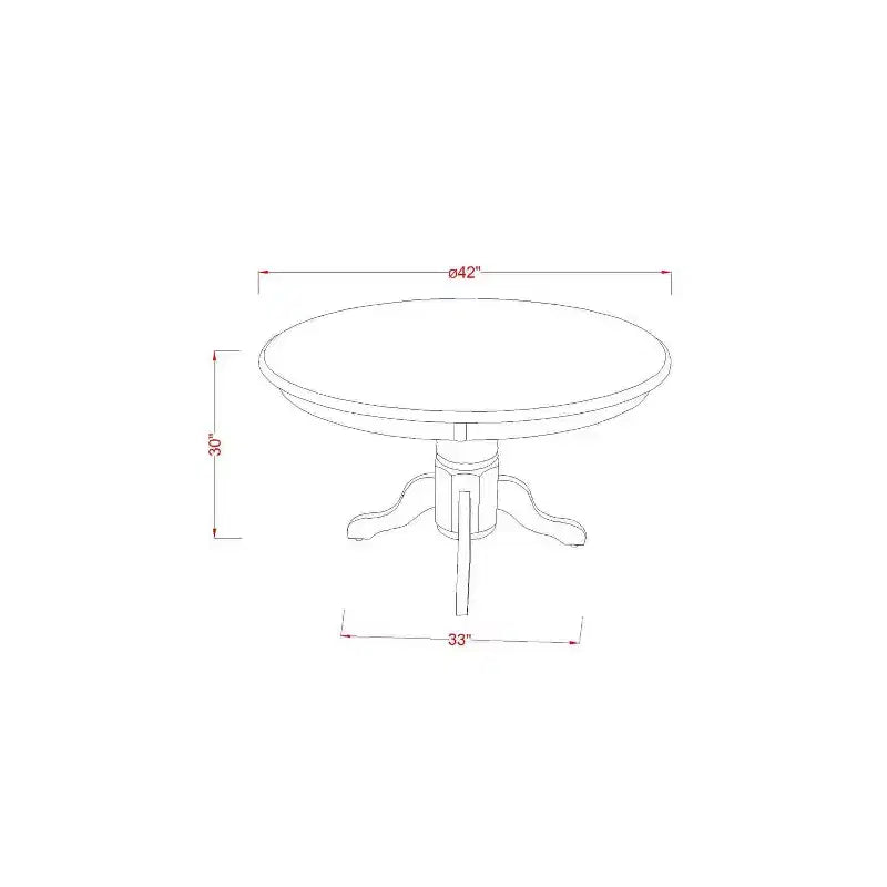 Ensemble de salle à manger rond 3 pièces en bois massif finition noire – 4 places