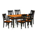HomeStock 7-Piece Rectangle Black and Cherry Finish Solid Wood Top Dining Table with 6 Chairs