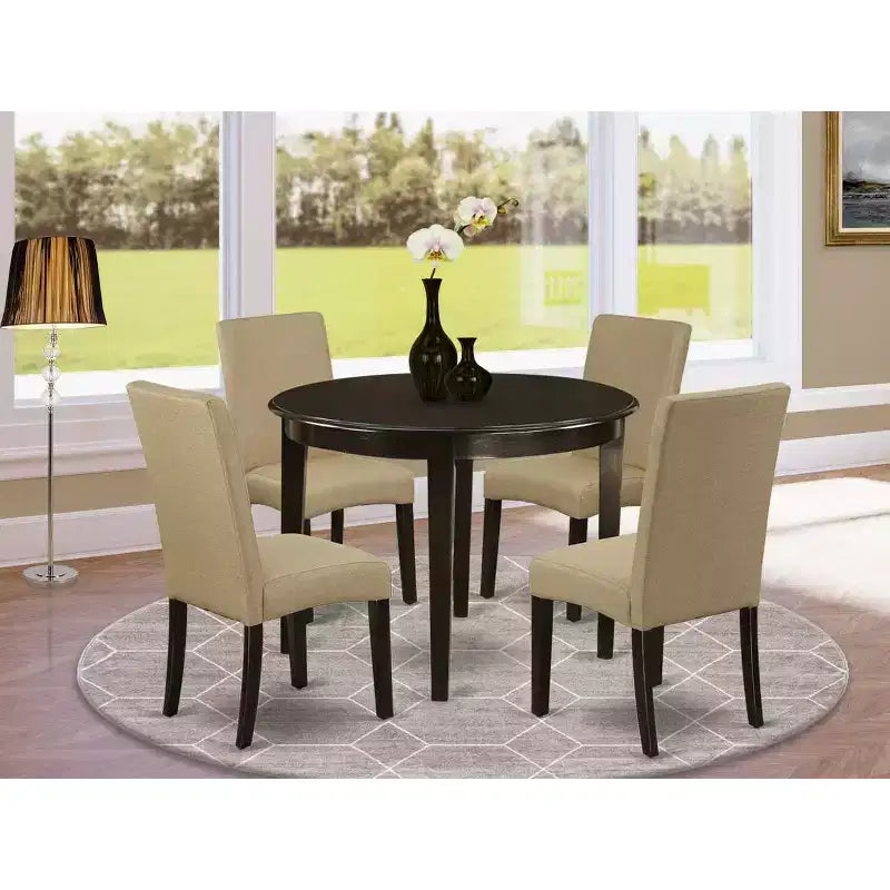 Ensemble table de cuisine ronde 5 pièces - Table de 42 pouces et 4 chaises Parsons - Design urbain moderne