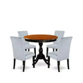 HomeStock 5-Piece Black and Cherry Finish Solid Wood Top Dining Table with 4 Parson Chair