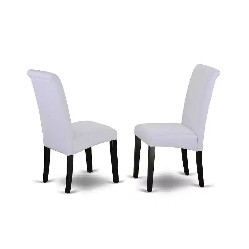 Table à dîner HomeStock 5 pièces en bois massif noir et merisier avec 4 chaises Parson