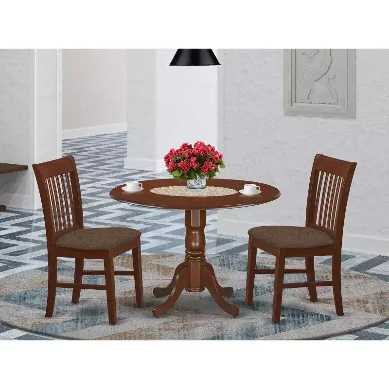 Ensemble de salle à manger rond pour cuisine - Table et chaises 3 pièces - Table de 107 cm - Style bohème