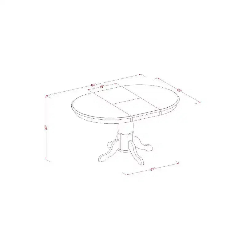 Ensemble de salle à manger 5 pièces - Table ovale et 4 chaises - Couleur marron selle