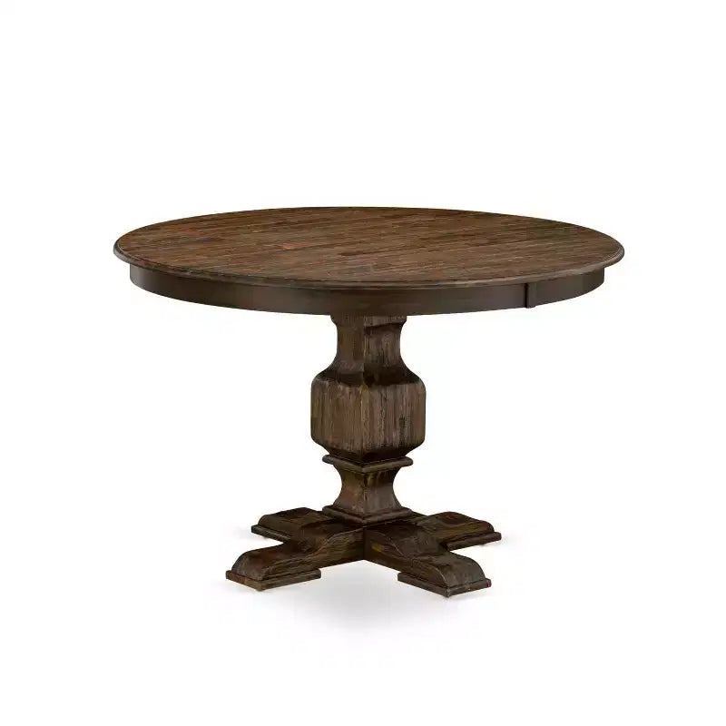 HomeStock – Table à manger en bois massif avec plateau fini jacobéen patiné et 2 chaises rembourrées – 3 pièces