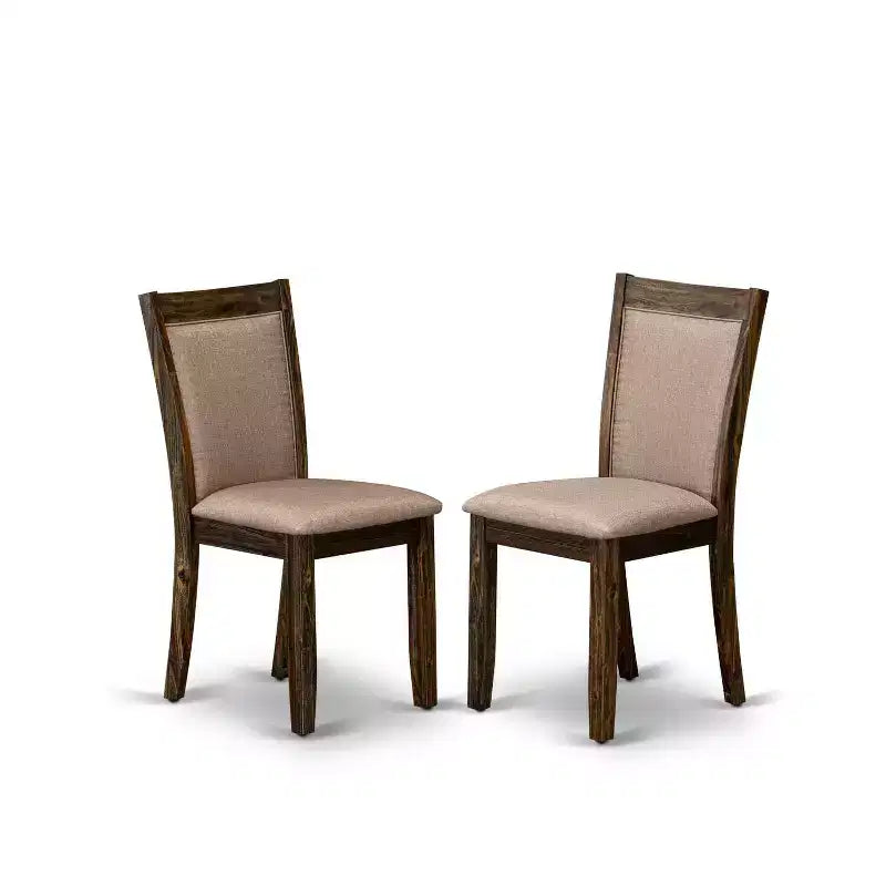 HomeStock – Table à manger en bois massif avec plateau fini jacobéen patiné et 2 chaises rembourrées – 3 pièces