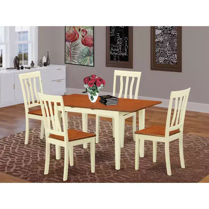 Ensemble de salle à manger rétro – Table et chaises 5 pièces – Meubles de cuisine et salle à manger