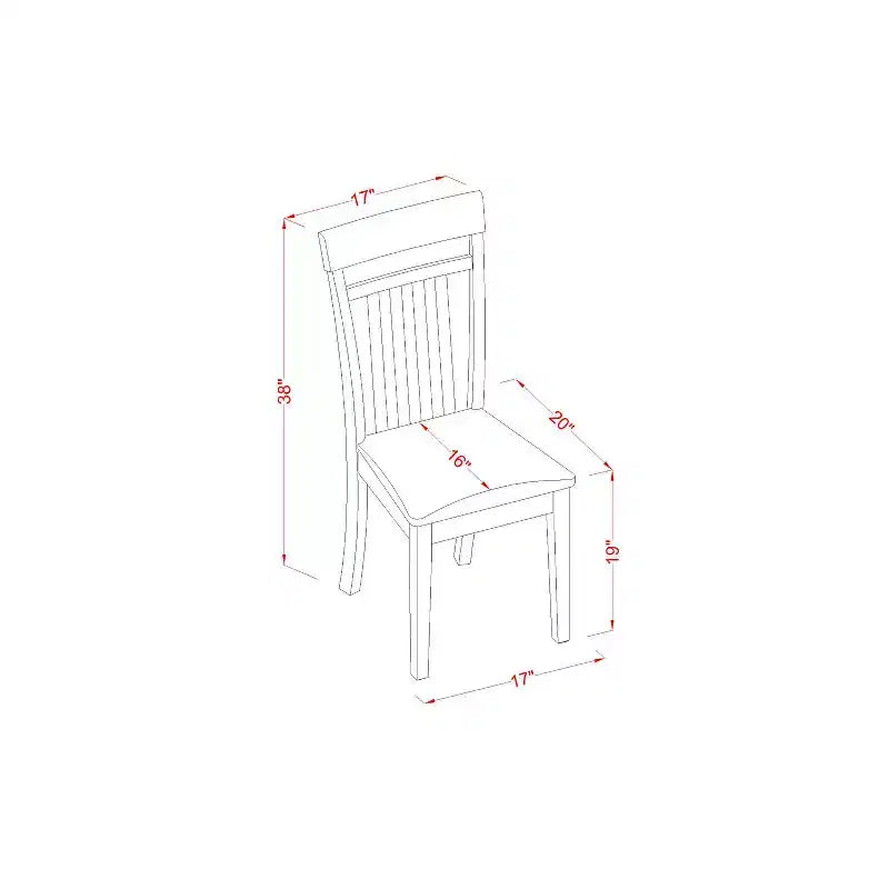 Table à manger HomeStock ronde 5 pièces, dessus en bois massif fini cappuccino avec 4 chaises