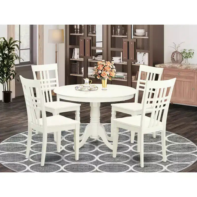 Ensemble de salle à manger rond - Table et chaises de cuisine 5 pièces - Style du Sud-Ouest - Fini cerisier noir