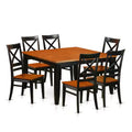 HomeStock 7-Piece Square Black & Cherry Finish Solid Wood Top Dining Table with 6-Chairs