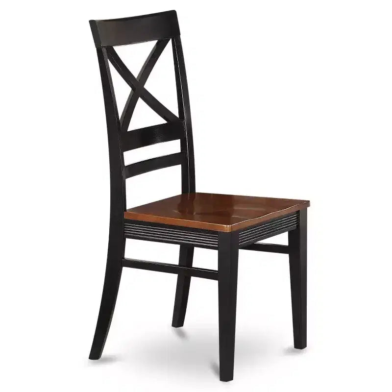 Table de salle à manger HomeStock 7 pièces avec plateau carré en bois massif finition noir et cerisier et 6 chaises