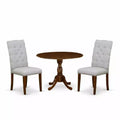 3-Piece Acacia Walnut Finish Solid Wood Top Button Tufted Dining Room Set (Seats-4)