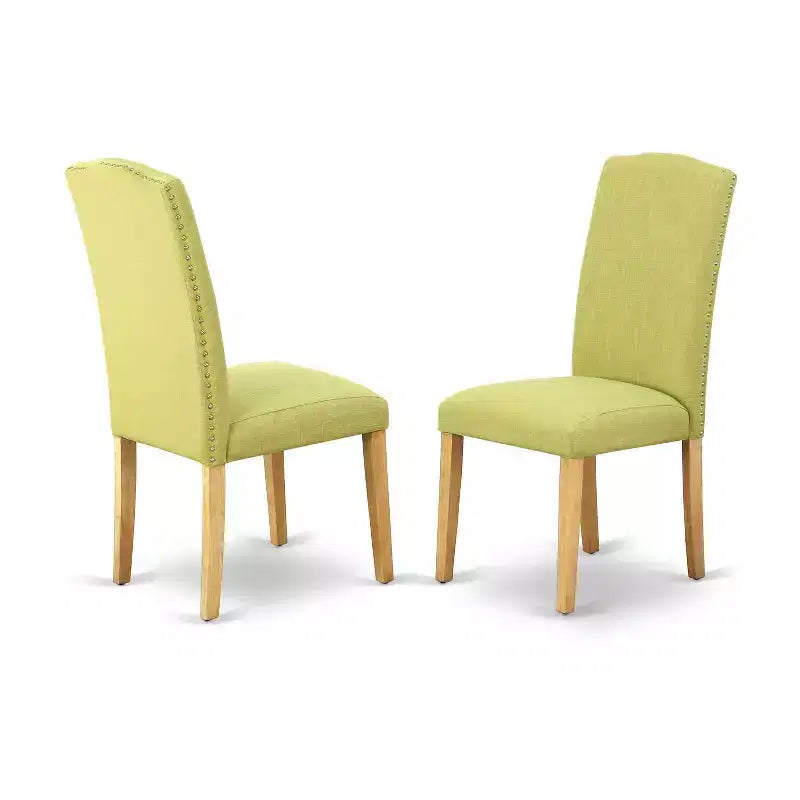 Ensemble table à manger ronde - Table de 36 pouces et 2 chaises - Tissu en lin - Base en bois massif