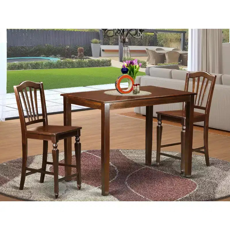 Ensemble de salle à manger hauteur comptoir - Table et chaises 3 pièces - Style sud-ouest - Table de 30x48 pouces