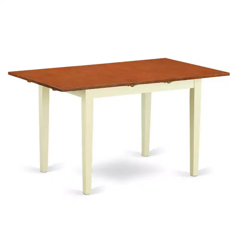 HomeStock Ensemble de salle à manger 5 pièces rectangulaire avec plateau en bois massif finition blanc lin et dossiers hauts, pour 4 personnes