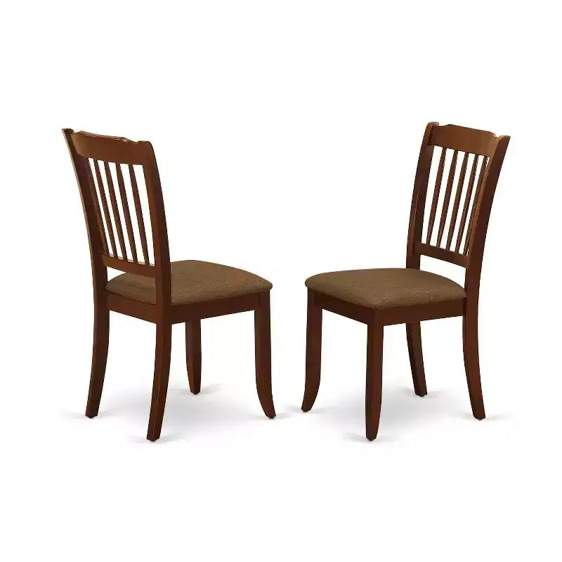 Ensemble de salle à manger rond avec table à rallonges et 2 chaises de salle à manger en lin - Finition acajou