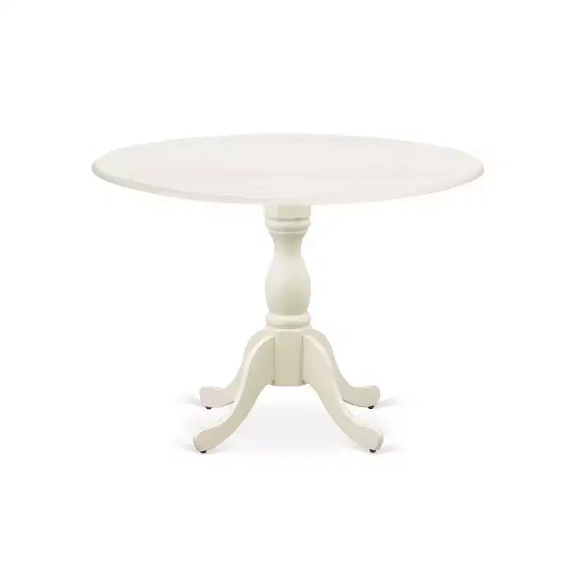 Ensemble de salle à manger 5 pièces en bois massif finition blanc lin, avec table à rallonges et 4 chaises