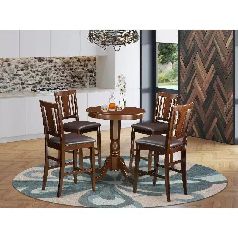 Ensemble table de hauteur comptoir avec 4 chaises - Ensemble de salle à manger moderne pour cuisine ou salle à manger