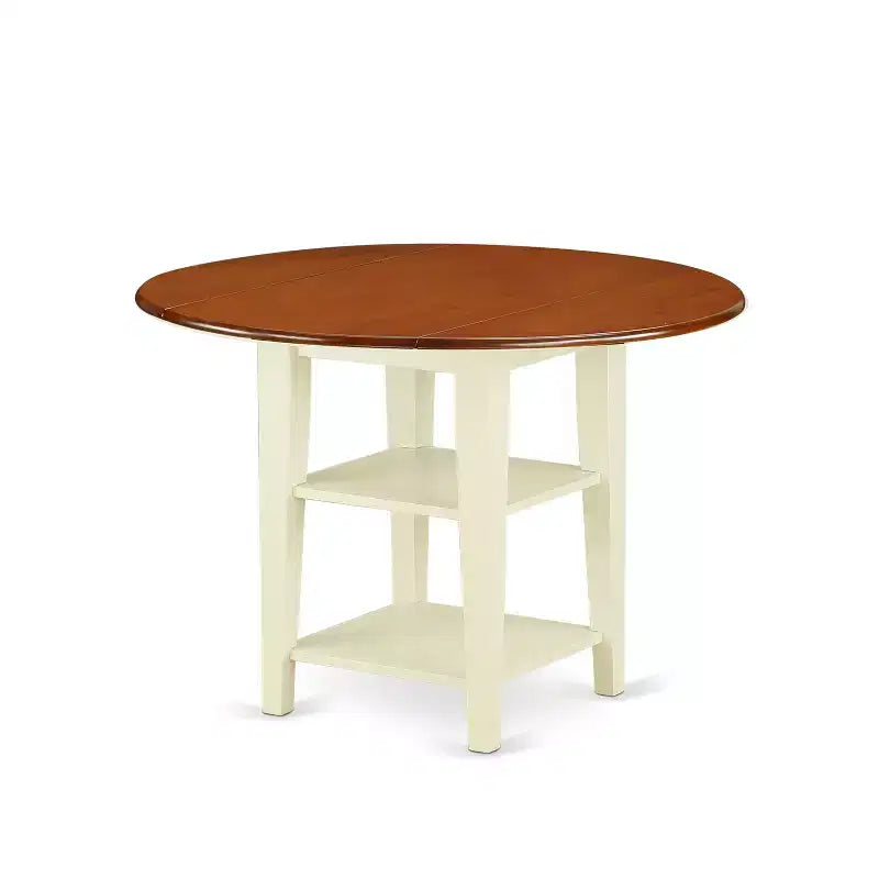 Art Deco Dinette Set - 5 Piece Round Table & Chairs - Buttermilk Cherry Finish