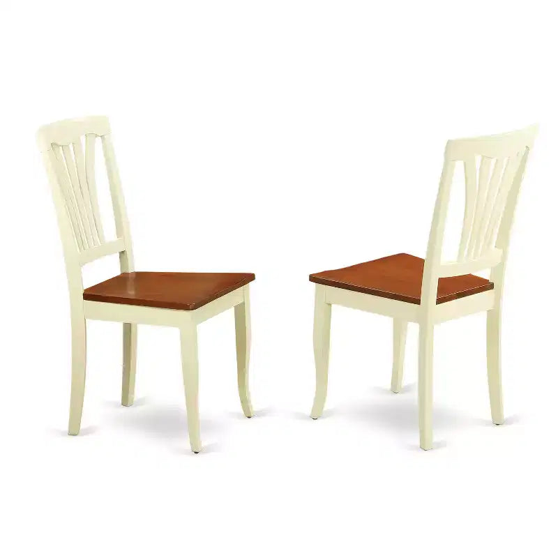 Ensemble de salle à manger Art Déco - Table ronde et chaises 5 pièces - Finition cerisier crème