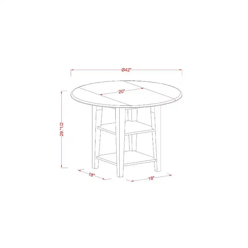 Ensemble de salle à manger Art Déco - Table ronde et chaises 5 pièces - Finition cerisier crème