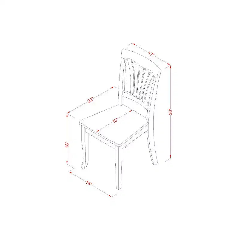 Ensemble de salle à manger Art Déco - Table ronde et chaises 5 pièces - Finition cerisier crème