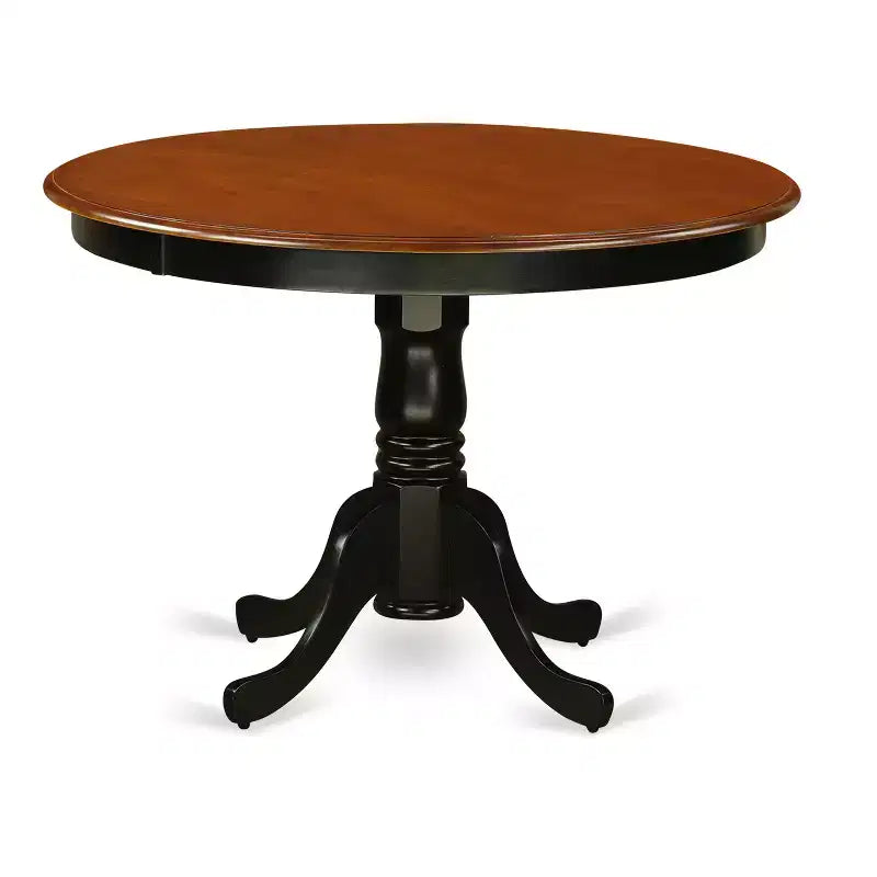 Kitchen Table Set 5 Piece - Round Dining Table & 4 Chairs - Modern Design - 42 Inch - Black & Cherry Finish
