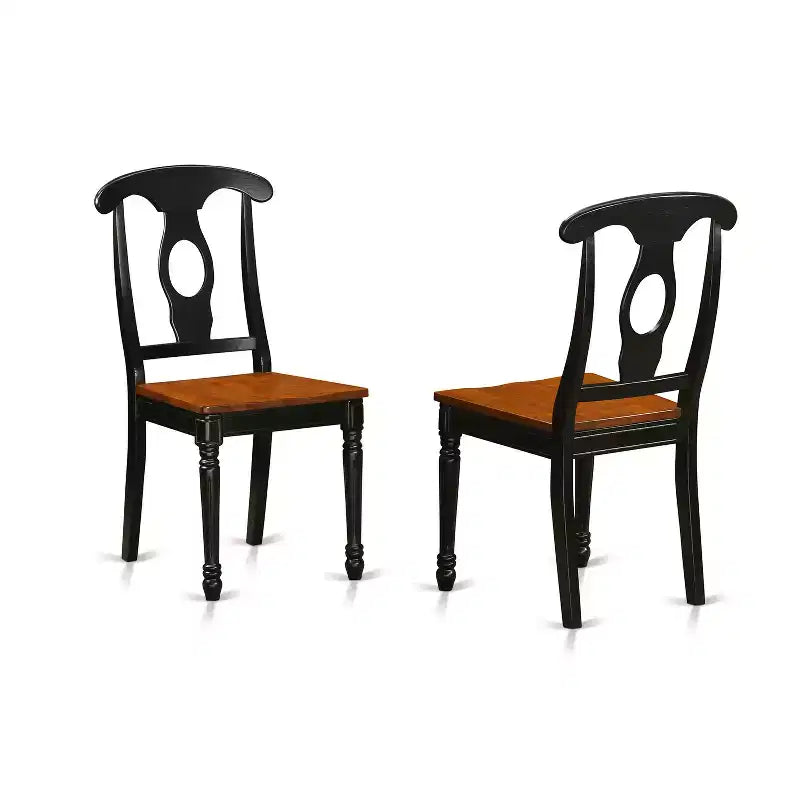 Ensemble table de cuisine 5 pièces - Table à manger ronde et 4 chaises - Design moderne - 107 cm - Finition noire et merisier