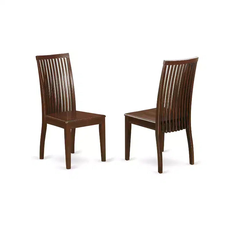 Ensemble de salle à manger 5 pièces - Table ronde et 4 chaises - Assise en bois - Finition acajou - HomeStock