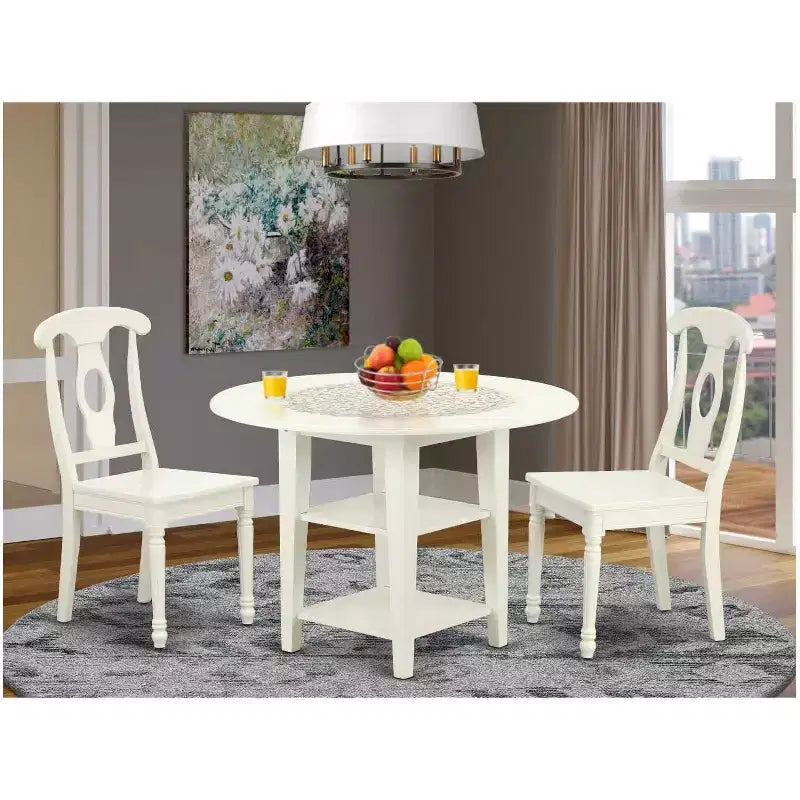 Ensemble de salle à manger rond de style sud-ouest 3 pièces Table avec 2 chaises - Table extensible 20/42 pouces