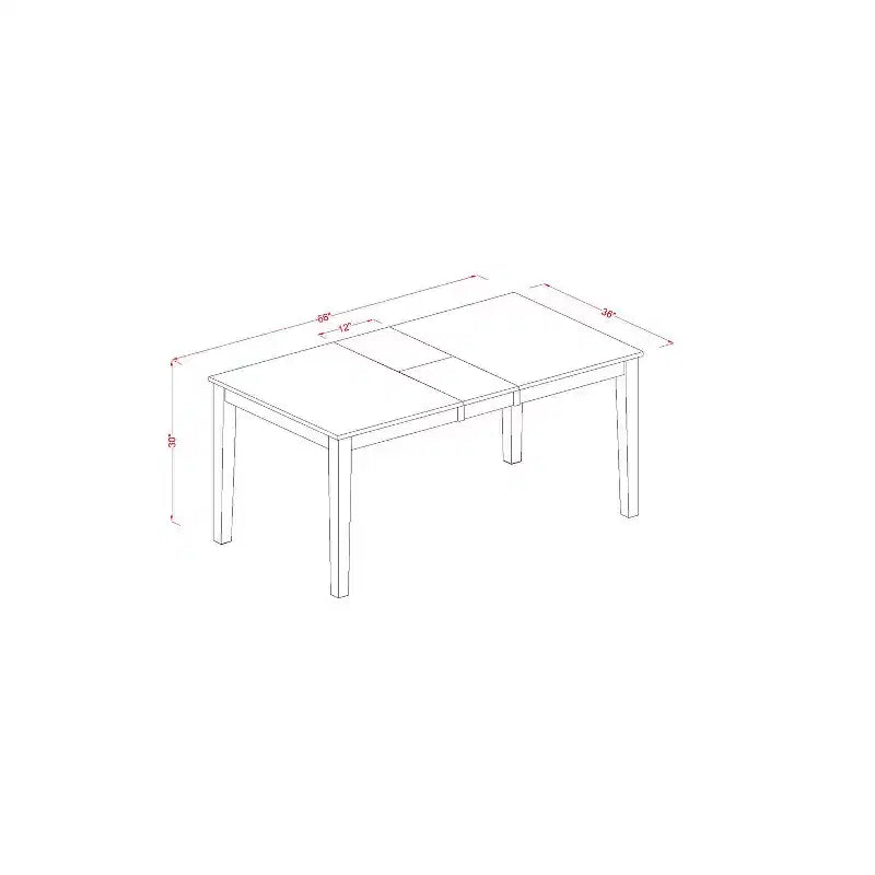 Ensemble de salle à manger 5 pièces - Table à manger avec rallonge et 4 chaises/bancs - Fini noir cerise