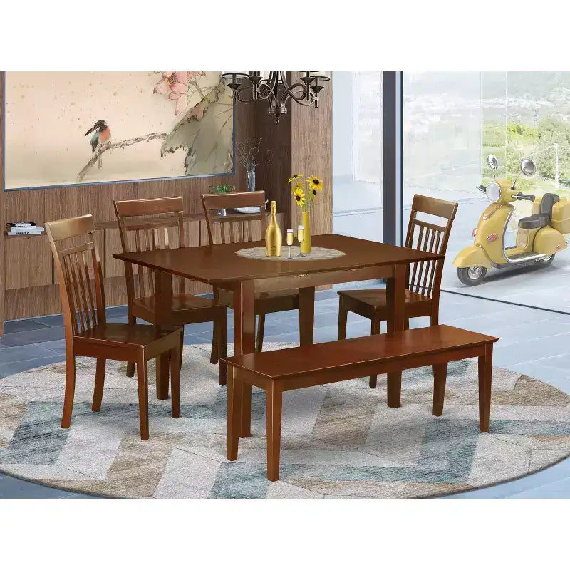 Petit ensemble de salle à manger - Table de cuisine avec chaises et banc - Style sud-ouest - Idéal pour les petits espaces