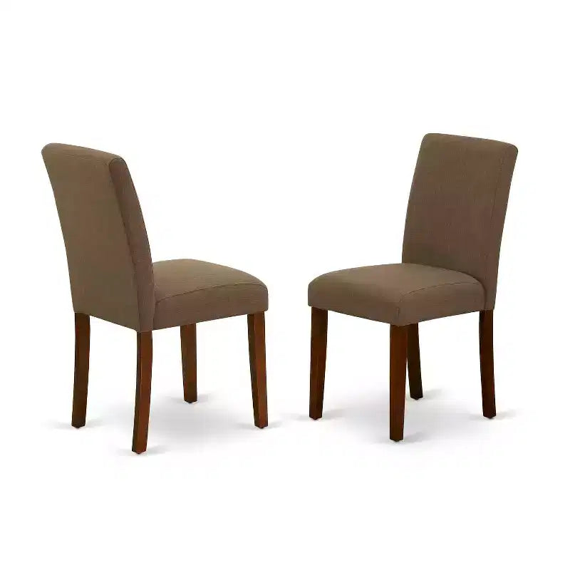 Ensemble de salle à manger rond 5 pièces - Table de 106 cm avec rallonges et 4 chaises Parsons - Tissu lin