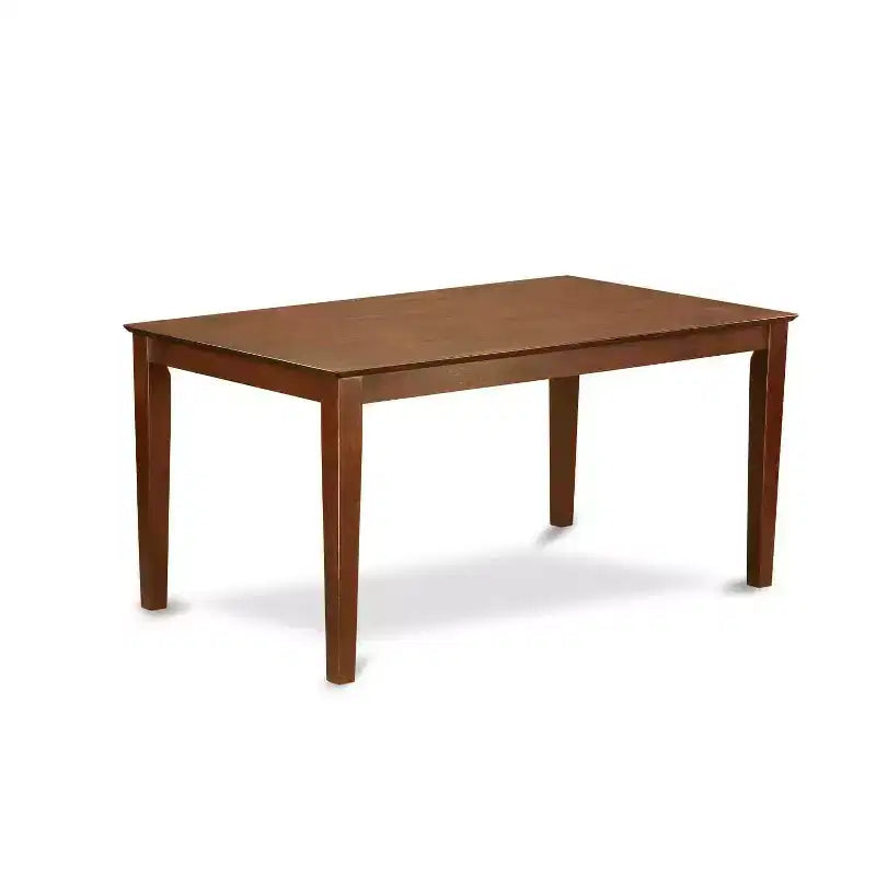 Ensemble Table de Cuisine 5 Pièces - Chaises en Tissu Lin Marron - Pieds Acajou - Table de Salle à Manger