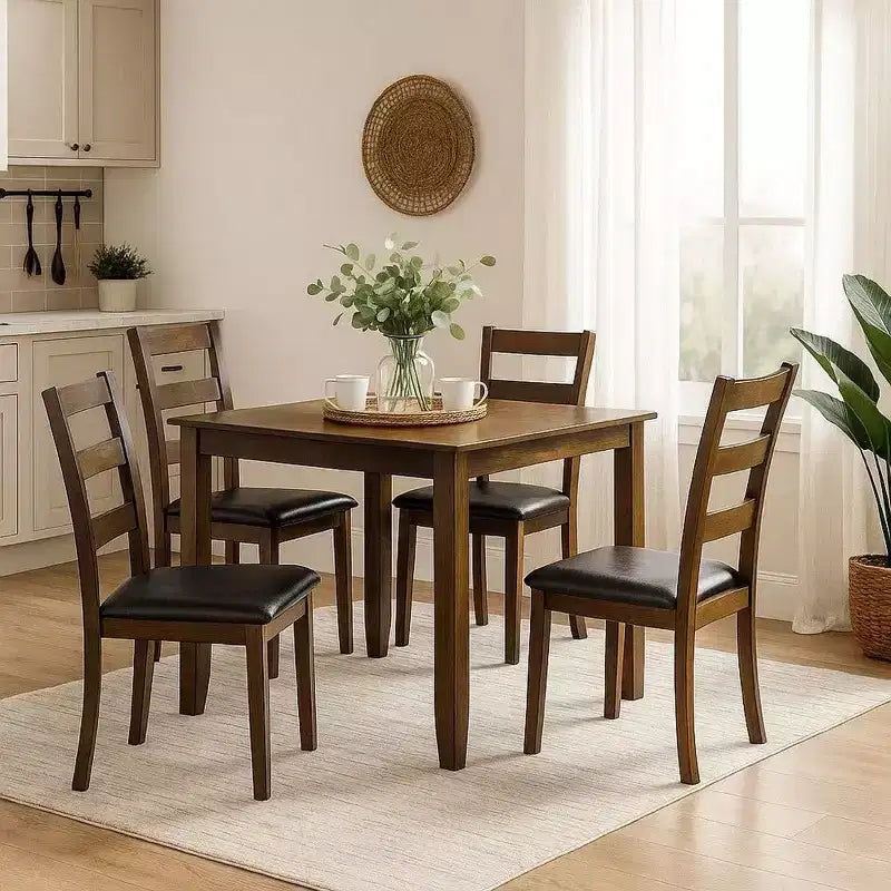 Ensemble de salle à manger 5 pièces Royal Hampton avec sièges en similicuir, marron