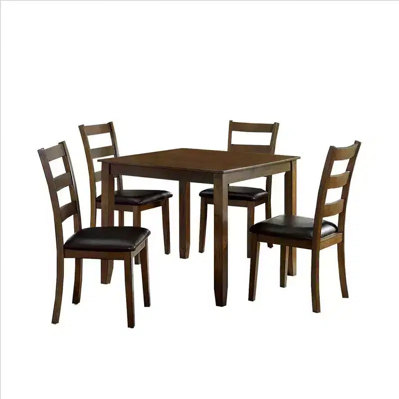 Ensemble de salle à manger 5 pièces Royal Hampton avec sièges en similicuir, marron