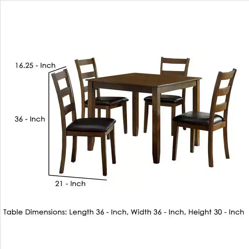 Ensemble de salle à manger 5 pièces Royal Hampton avec sièges en similicuir, marron